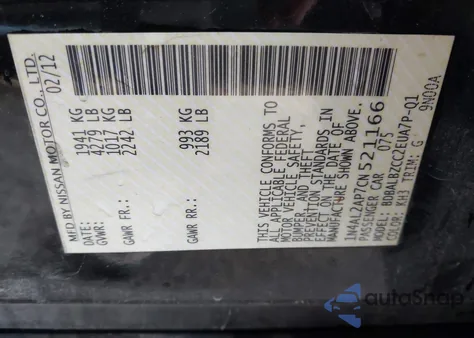 2012 Nissan Altima 2.5 S from USA, damaged, VIN 1N4AL2AP7CN521166